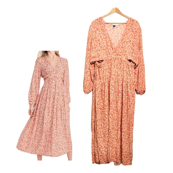Old Navy Waist-Defined Crepe Side-Cutout Maxi Dress Western Boho Size XXL - Picture 1 of 11